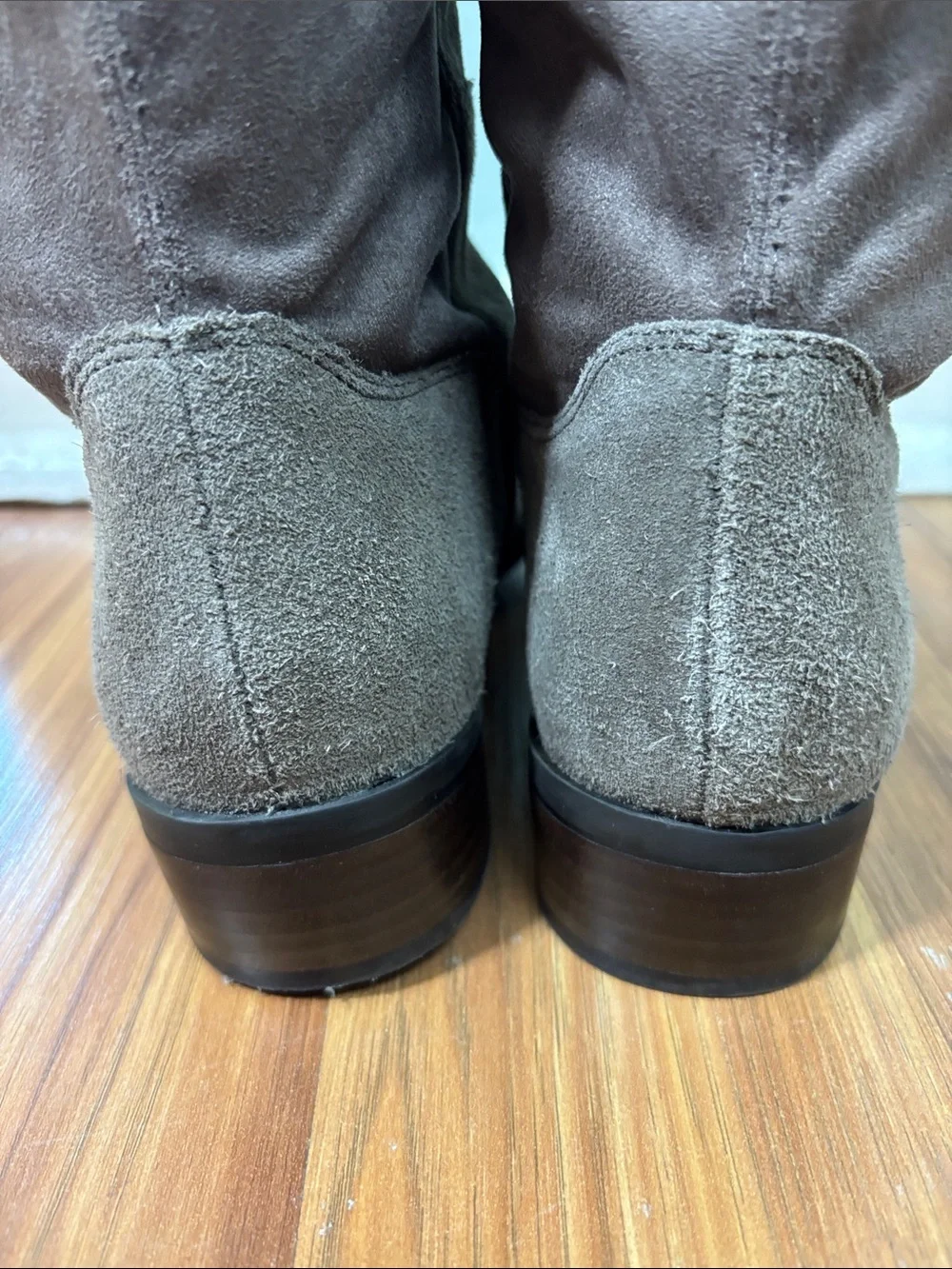 Lucky Brand Calypso Suede Leather Over the Knee Taupe/Gray Tall Boots OTK Flat